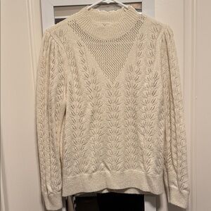 LOFT Cream Cable-Knit Turtleneck Sweater